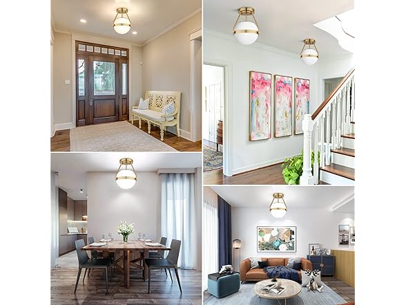 Lakumu Globe Semi Flush Mount Ceiling Light, Gold