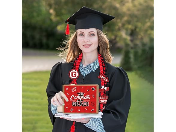 Red and Black Graduation Lei 2024 Silk