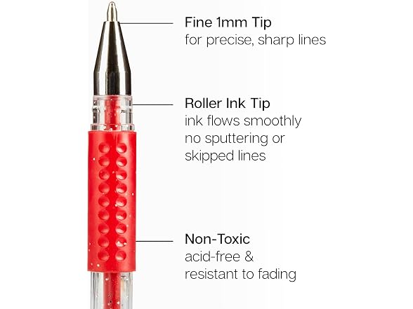 KINGART 400-12 Comfort Grip Gel Pens, Set of 12