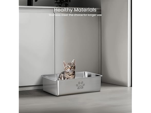 PWTAA Stainless Steel Cat Litter Box