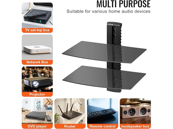 VEVOR 2-Shelf Multimedia Wall Shelf