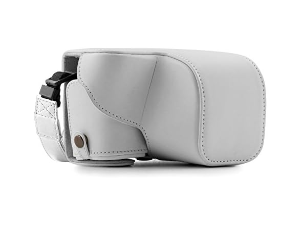 MegaGear Ever Ready Leather Camera Case and Strap (White)