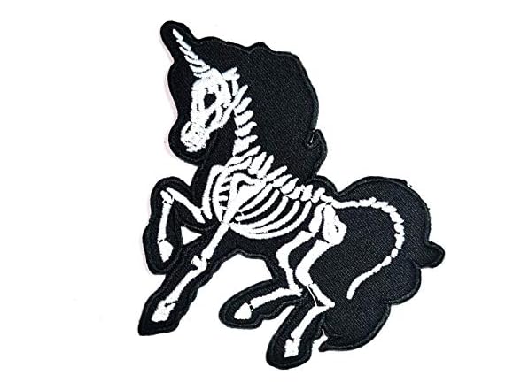 Black Unicorn Horse Skeleton Bone Patch