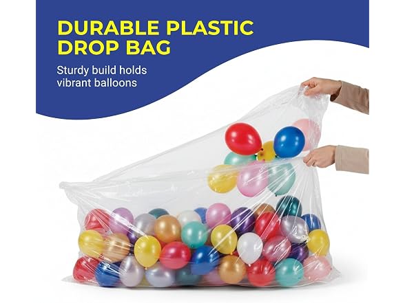 Fun Express Plastic Balloon Drop Bag with 100 Balloons