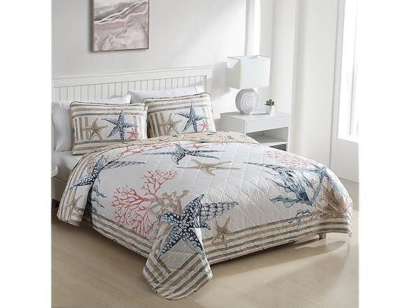 CARIBBEAN JOE Coastal 3-Piece Quilt Set, King