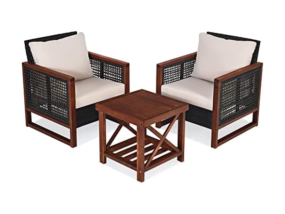 Wicker Chairs with Coffee Table