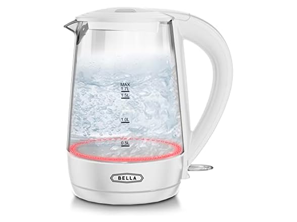 BELLA 1.7L Glass Electric Kettle White
