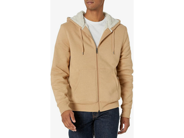 $9.99, Was $29.90, 66% Off! Amazon Essentials Men Sherpa-Lined Full-Zip Hoodie dealfomo