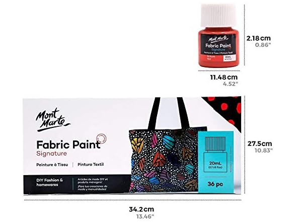 Mont Marte Signature Fabric Paint, 36pc