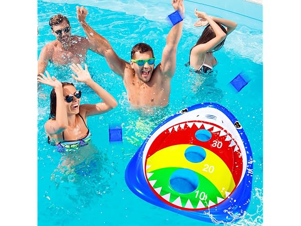 Inflatable Shark Cornhole Board for Pool