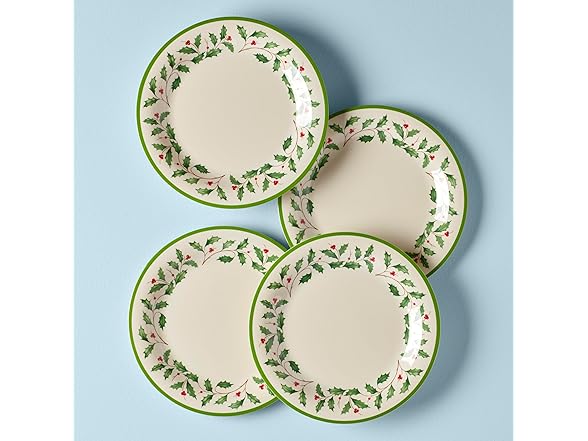Leno Holiday 4-Piece Melamine Dinner Plate Set