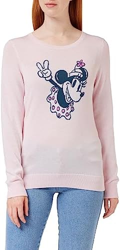 Amazon Essentials Disney | Marvel | Star Wars Women's Lightweight Crewneck Sweaters, Minnie Peace, X-Small