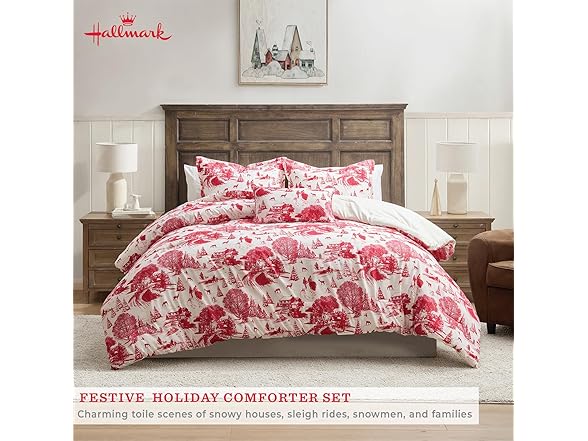 Hallmark Red Toile Twin Comforter Set