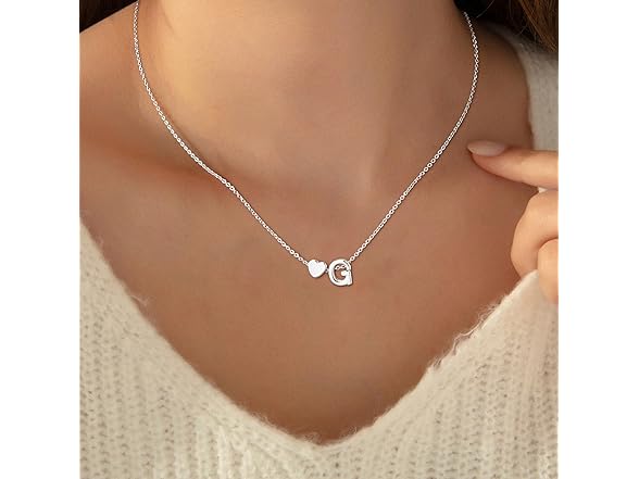 JIKASI Heart Initial Necklaces 