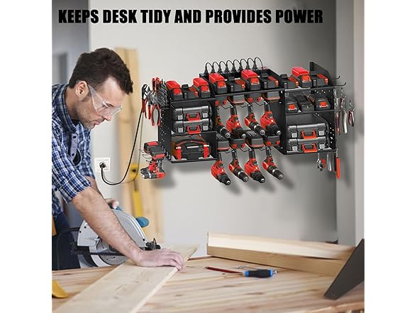 HWWPBG Tool Organizer Wall Mount w/ Charging Station