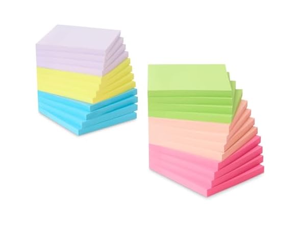 Amazon Basics Square Sticky Plus Notes, Pack of 24