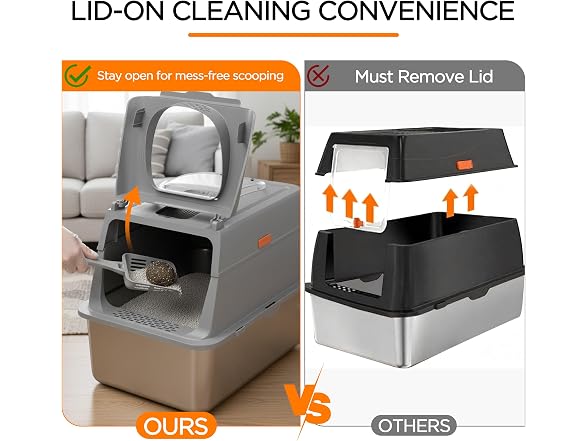 XL Stainless Steel Cat Litter Box w/ Lid - Gallery 6