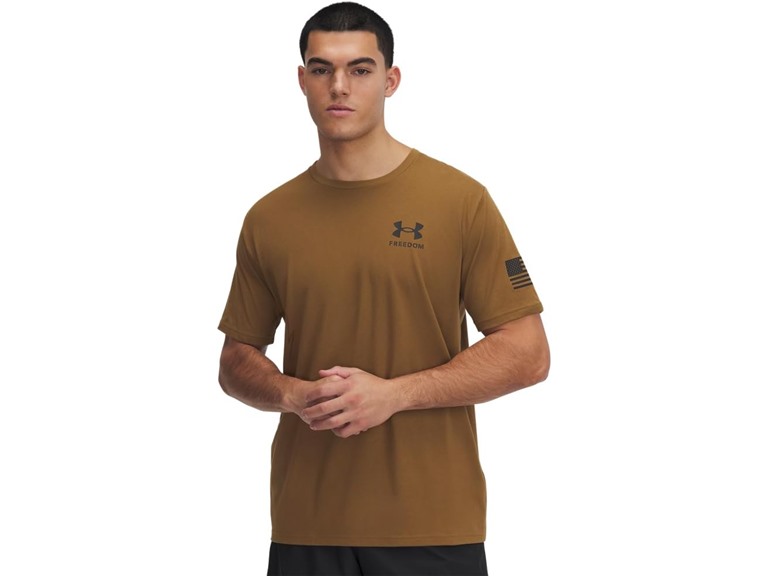 Small UA Men's New Freedom Flag T Coyote/ Black