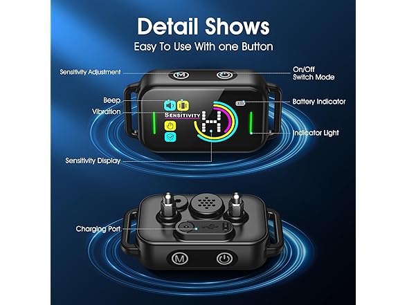 DINJOO W0110 Dog Bark Collar Black