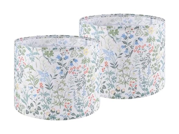 GO&SO 2pcs Floral Drum Lamp Shades