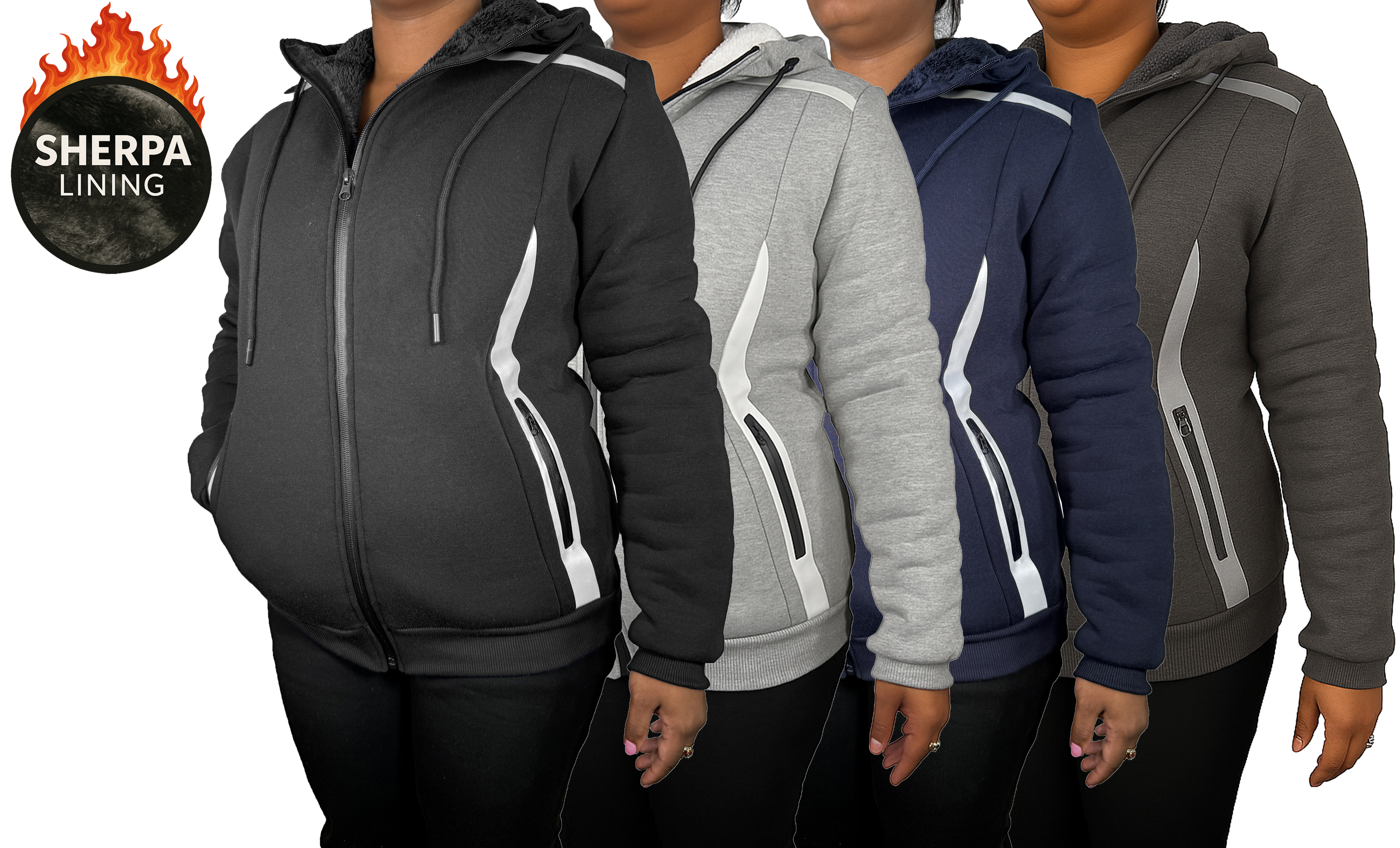 Womens Sherpa Reflective Tech Zip Hoodie - Gallery 19