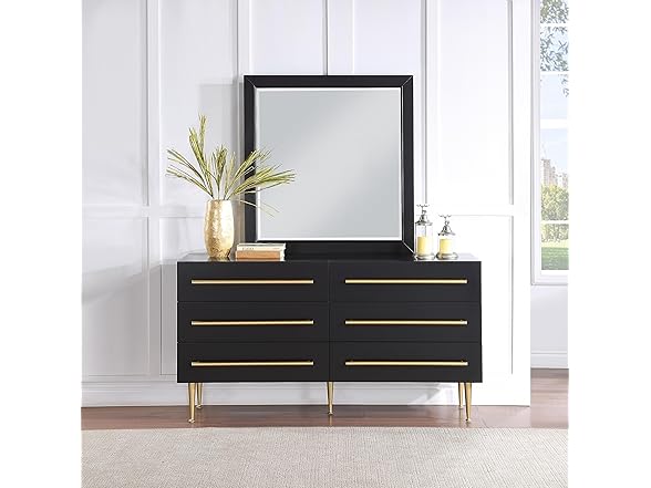 Marisol Black Wood Veneer & Iron Mirror