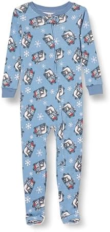 Amazon Essentials Disney | Marvel | Star Wars Unisex Babies' Snug-Fit Cotton Footed Pajamas, Nightmare Santa Jack - Footed Sleeper, 24 Months
