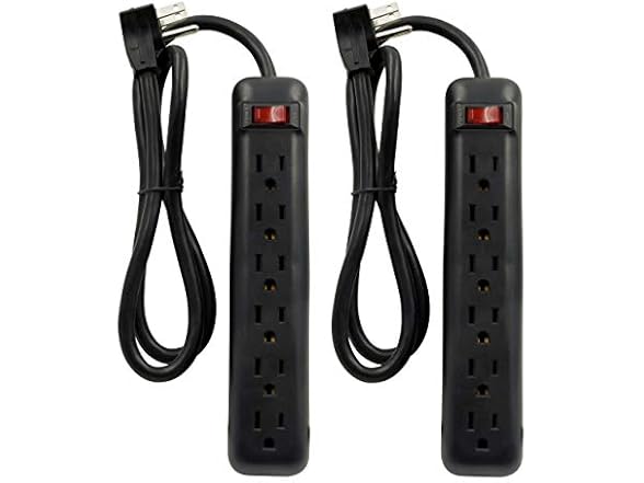 This Clear Power DC3S-00232P-DC 2-Pack 6-Outlet Power Strips