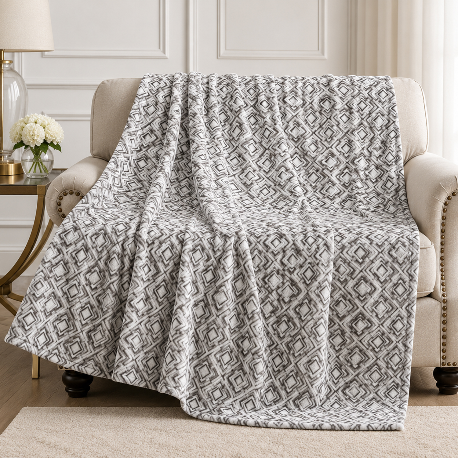 50 x 60 Gray Geometric Blanket - Gallery 3