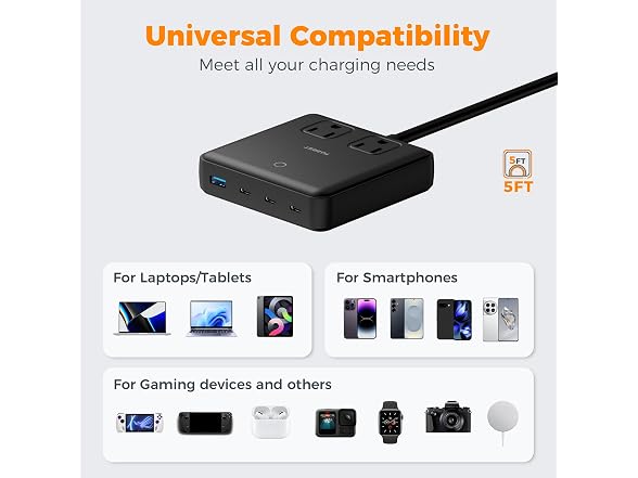 TESSAN Charging Station PD 100W (2 Outlets, 4 USB)