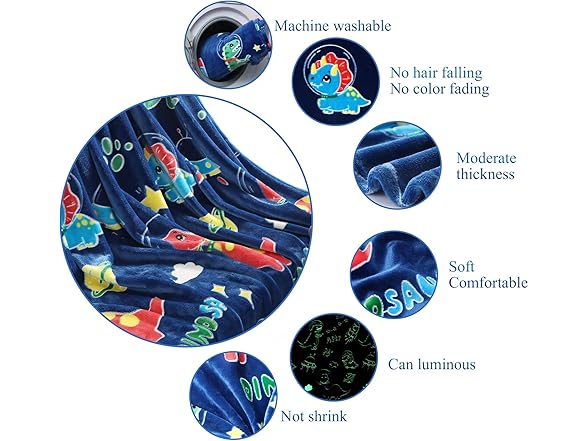 SALIMAH Glow in The Dark Dinosaur Blanket Gifts