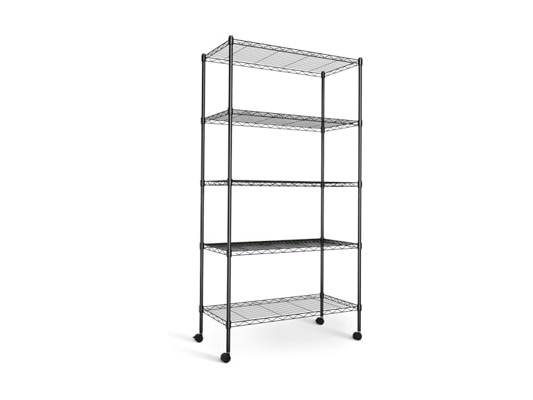 Simple Deluxe 5-Tier Storage Shelves, 29.92" W x 13.78" D x 65 "H Adjustable Heavy Duty Wire Shelving, 1250 Lbs Loading Capacity, Black