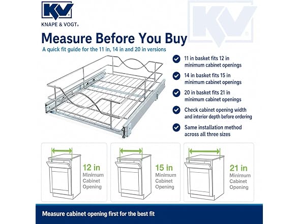 Knape & Vogt Single-Tier Wire Pull Out Storage Basket
