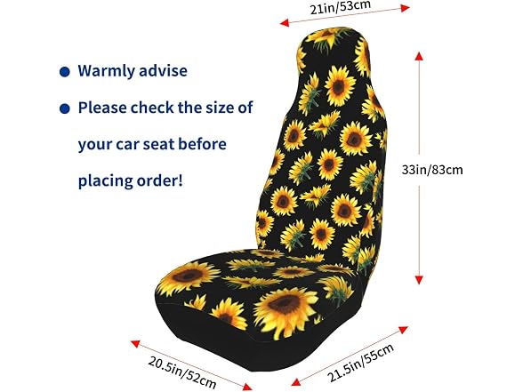 Koliocaa Sunflower Car Seat Covers 2 PCS Car Fit