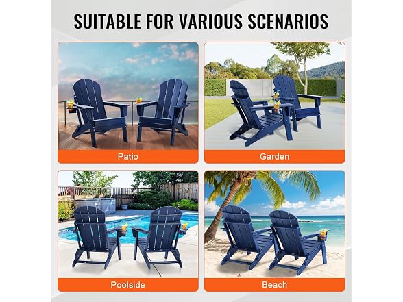 Adirondack Chair Plastic, Set of 2 All-Weather