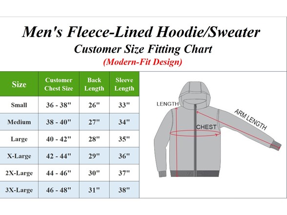 Mens Fleece-Lined Classic Zip Hoodie (S-3XL)