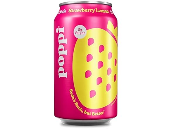 1CT Poppi Sparkling Prebiotic Soda, Strawberry Lemon