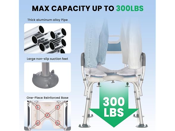 Adjustable Aluminum Senior Shower Chair