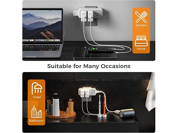 TESSAN Outlet Extender (5 Outlets, 3 USB)