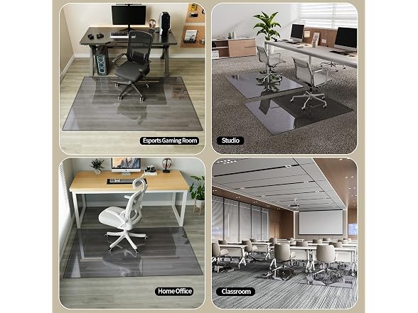 Koonmi Grey Glass Chair Mat 36" x 46"