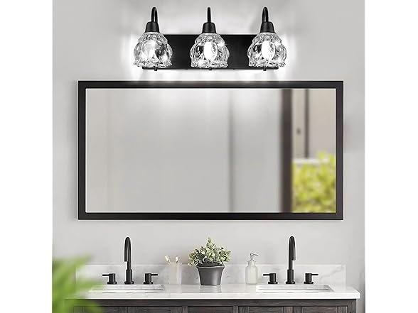 Yochoice 3-Light Bathroom Light Fixture w/Flower Glass