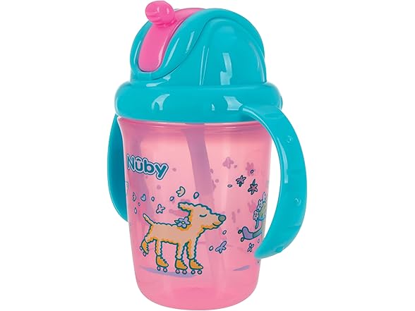 Nuby No-Spill Trainer Soft Straw Two Handle Cup, 2 Pack