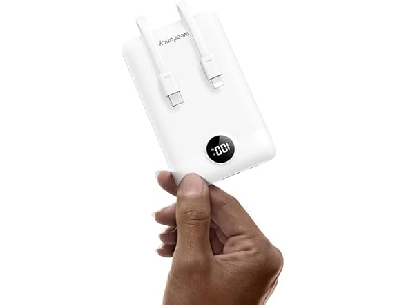 WeeFancy Mini 10000mAh Power Bank Built-In Cables