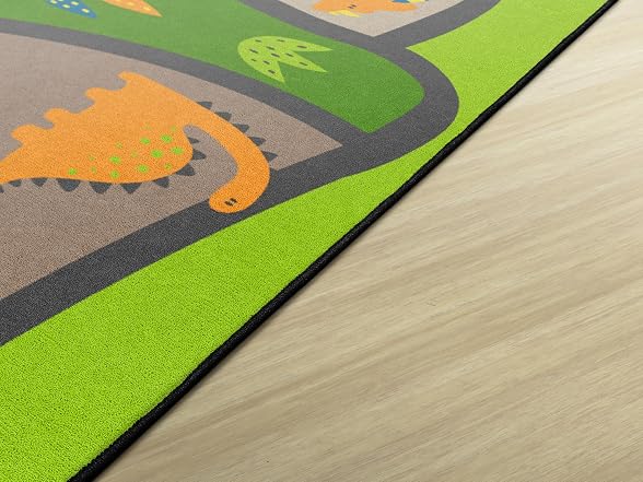 Flagship Carpets Dino Map Classroom Educational Area Rug 6' x 8'4" - Green