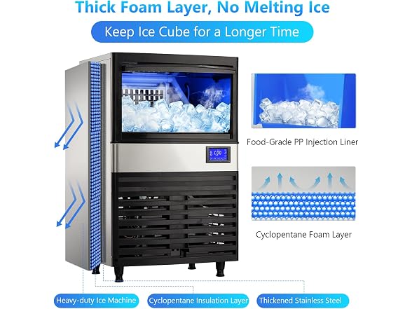 300W Commercial Ice Maker, 110 Lbs/Day
