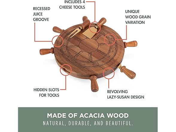 PICNIC TIME Helmsman Lazy Susan Cheese Board 