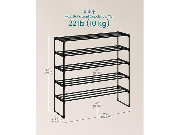 SONGMICS Shoe Rack, 5-Tier