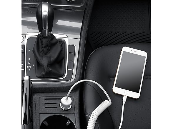 Amazon Basics 12W 1.5ft Car Charger w/ Coiled Lightning Cable