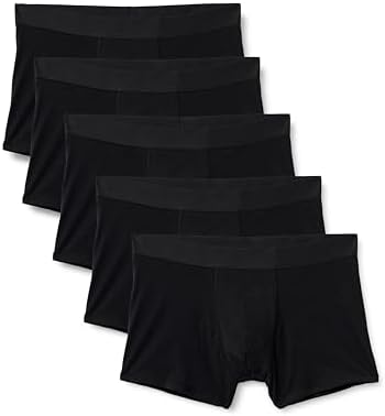 Amazon Essentials Men's Cotton Jersey 5" Boxer Brief, Pack of 5, Black, XX-Large