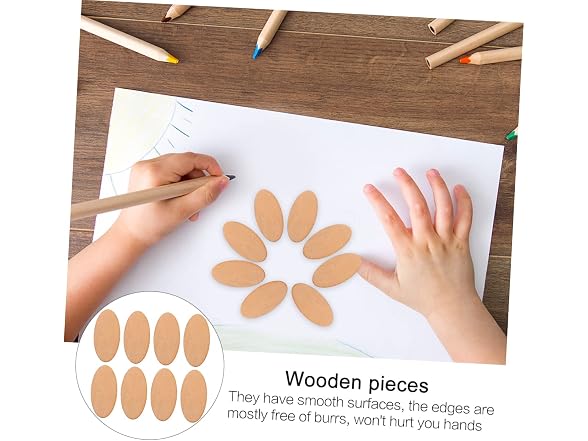EXCEART 240 Pcs Oval Wood Trim DIY Crafts